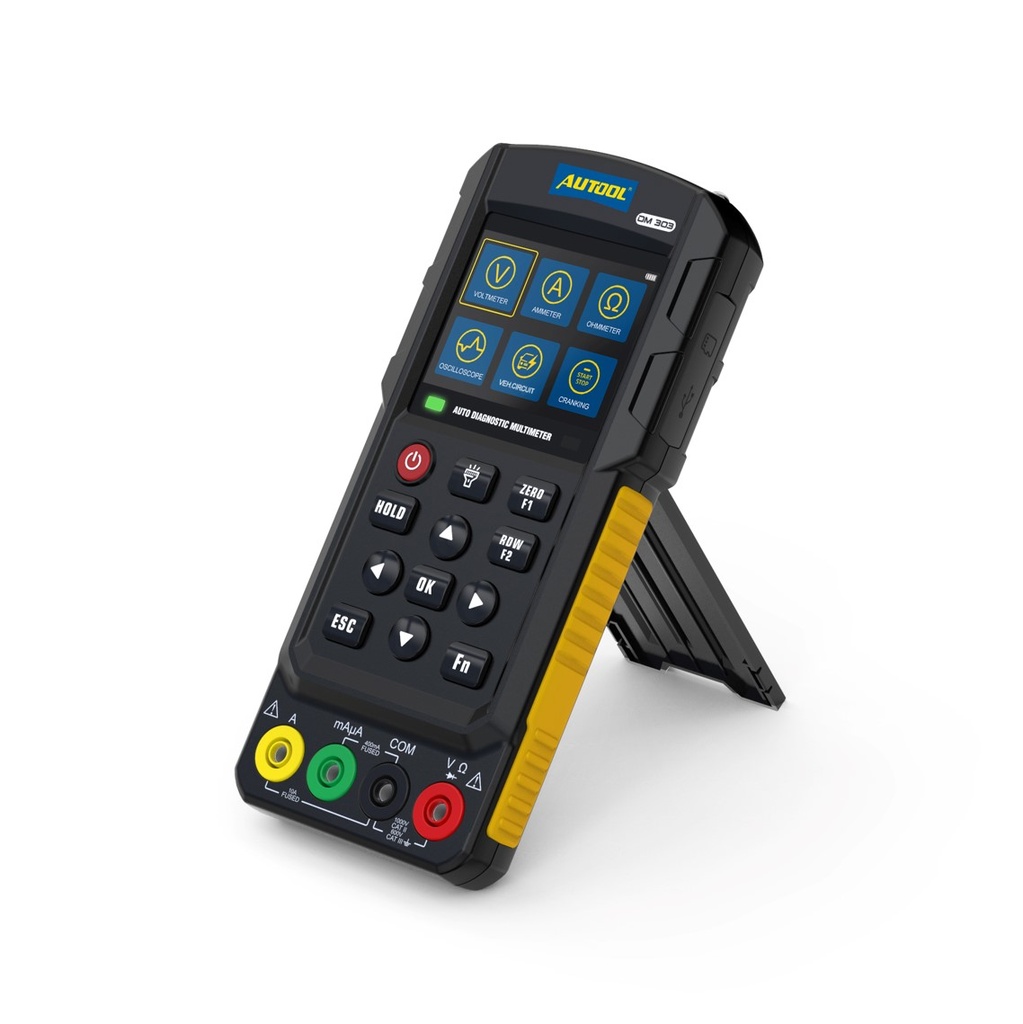 [04DM303] MULTIMETRO DIGITAL DM303 (VOLTAJE, RESISTENCIA, AMPERIOS, OSCILOSCOPIO DE 1 CANAL, PUNTA LOGICA INCORPORDA Y VERIFICACION DE LINEAS, INCLUYE ANALIZADOR DE BOBINAS TIPO COP Y BATERIAS. MOTOCICLETA