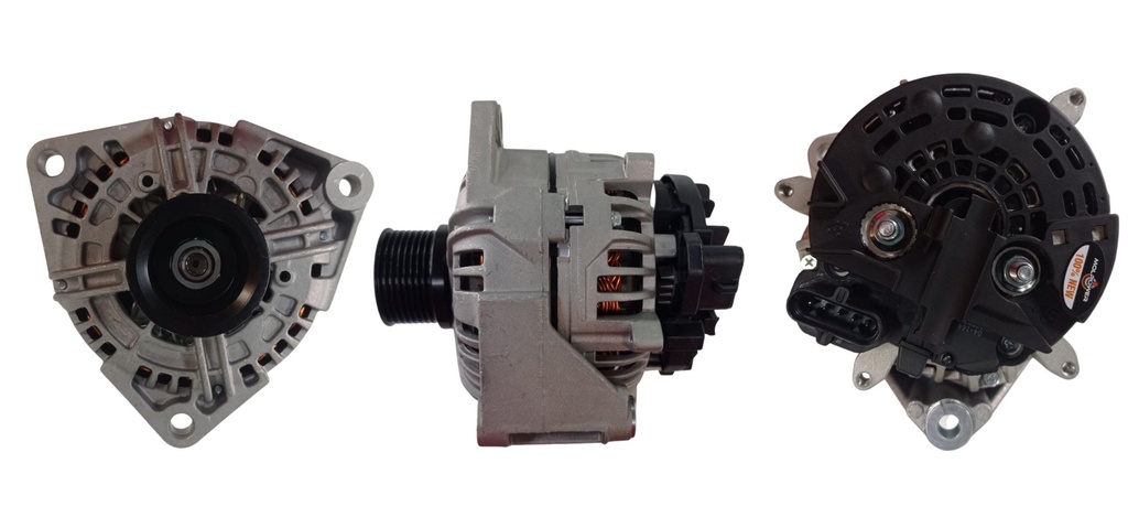 ALTERNADOR MERCEDES BENZ ATEGO 1725 /1726 /ACTROS 2040 /2644 /3340 /AXOR 2533 /3131 /BUSES O500 3 OREJAS 24V 90A  5P SEÑAL P-L-IG-S-FR SIN POLEA BOSCH
