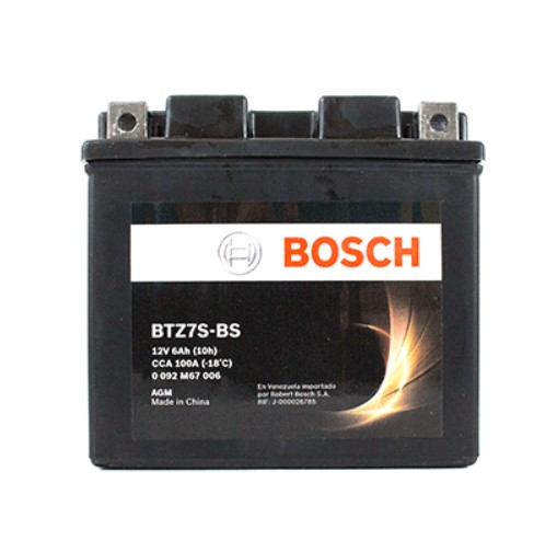 [BT0092M67006] BATERÍA BTZ7S-BS HONDA(XRE300) HUSQVARNA(TE 310) YAMAHA(N-MAX155) 12V/6AH/CCA 100A M6/AGM 113*70*105MM MOTOCICLETA