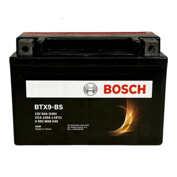 [BT0092M68040] BATERÍA BTX9-BS SUZUKI(GSR600) BAJAJ(PULSAR NS200) KTM(DUKE200,390,690) 12V/8AH/CCA 120A M6/AGM 150*87*105MM MOTOCICLETA