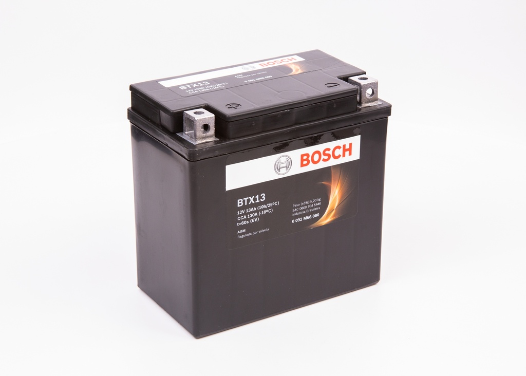 BATERIA BOSCH MOTOCICLETA M6/AGM 12 Ah - 200 CCA CAJA 14-BS (200;14-BS;IZ) L 150 AN 87 AL 145 CM BTX14-BS