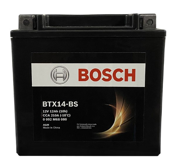 BATERIA MOTO AGM BTX14-BS 12 AH-200 CCA CAJA 14-BS YTX14-BS SUZUKI DL 1000 / LTA 400F / LTA 450 / HONDA SHADOW 1100 / DUCATI 750-1000
