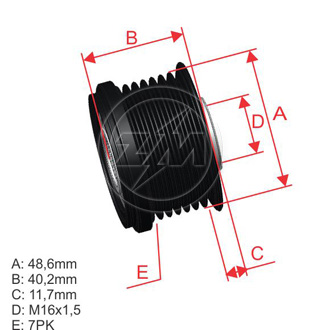 [5696.012.64] POLEA RUEDA LIBRE HYUNDAI IX55 3 0 KIA MOHAVE BYD M6 7X16 373213A010 2655601