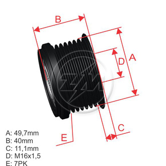 [5696.000.60] POLEA RUEDA LIBRE NISSAN CABSTAR NAVARRA NP300 TERRA 16X7 231004KV0A 231004KV0A