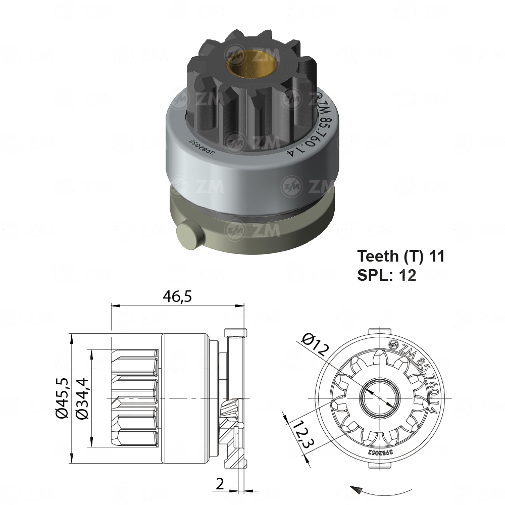 [858576014] BENDIX MAZDA 3 11D PIÑ 34.4MM L 46.6