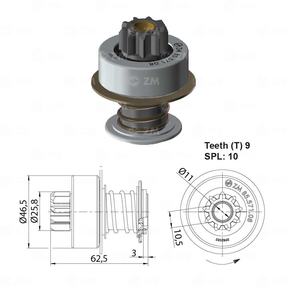 [858557108] BENDIX VOLKSWAGEN MERCEDES BENZ GIRO IZQUIERDO 9D