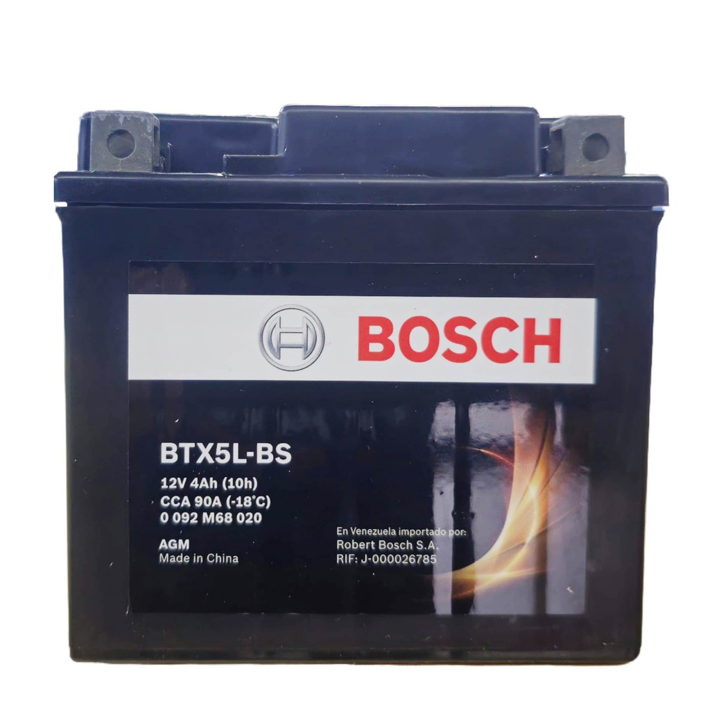 BATERIA MOTO AGM BTX5L-BS 4 AH-90 CCA CAJA 5L-BS YTX5L-BS HONDA C100 BIZ / XL 125 / NXR 125 BROS / TRX 90