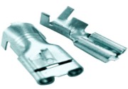 [13IM2183] TERMINAL AMERICANO PLANO HEMBRA CON PIN,CUERPO GRUESO 1/4 DE ANCHO, 19MM DE LARGO, 0.4MM GRUESO DEL MATERIAL. 