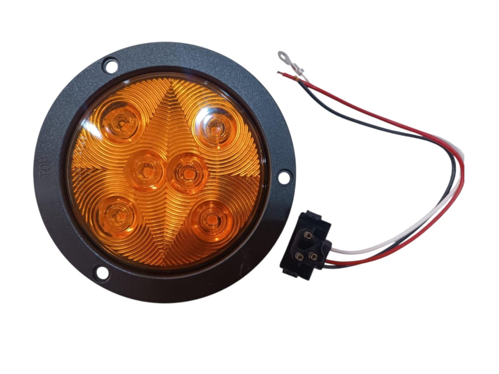 [TL-04154A] LÁMPARA REDONDA 4" AMARILLA 6 LEDS ARO NEGRO INCRUSTADO 12-24V CONECTOR PL3 INCLUIDO 