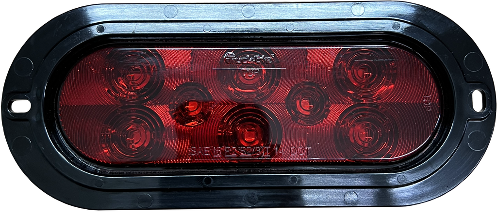 [TL-006154] LÁMPARA OVALADA 6" ROJA 8 LEDS ARO NEGRO INCRUSTADO 12-24V CONECTOR PL3 INCLUIDO 