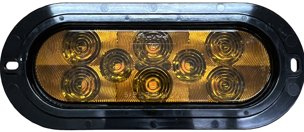 [TL-06154A] LÁMPARA OVALADA 6" AMARILLA 8 LEDS ARO NEGRO INCRUSTADO 12-24V CONECTOR PL3 INCLUIDO 