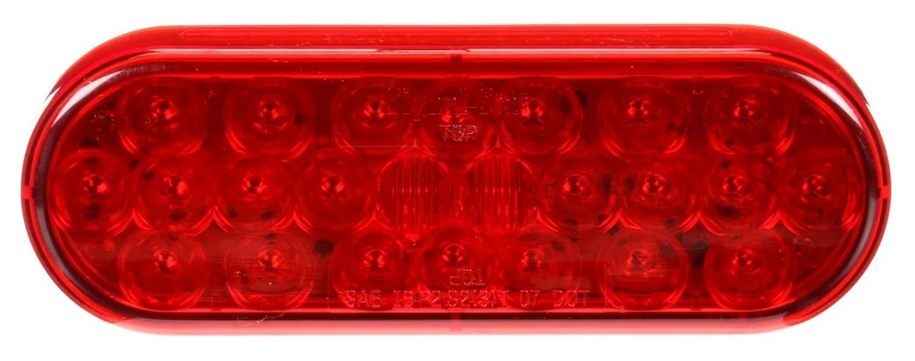 [TL-006050] LÁMPARA OVALADA 6" ROJA 24 LEDS 12V CONECTOR PL3 NO INCLUIDO