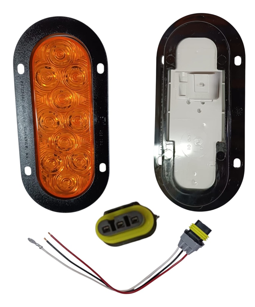 LUZ LED OVALADA 6″ 12-24V AMARILLA DIRECCIONAL 10 DIODOS MONTAJE CON BRIDA Y CONECTOR AMP INLCUIDO