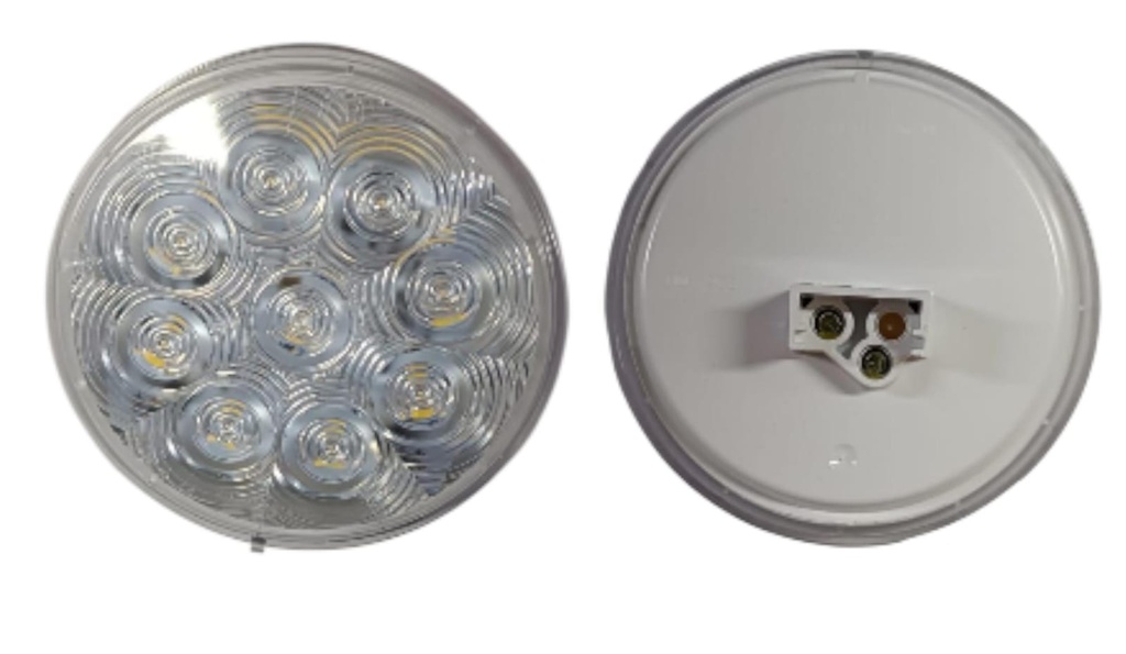 LUZ LED REDONDA 4″ 12-24V BLANCA REVERSA 9 DIODOS PARA CONECTOR PL3 NO INLCUIDO