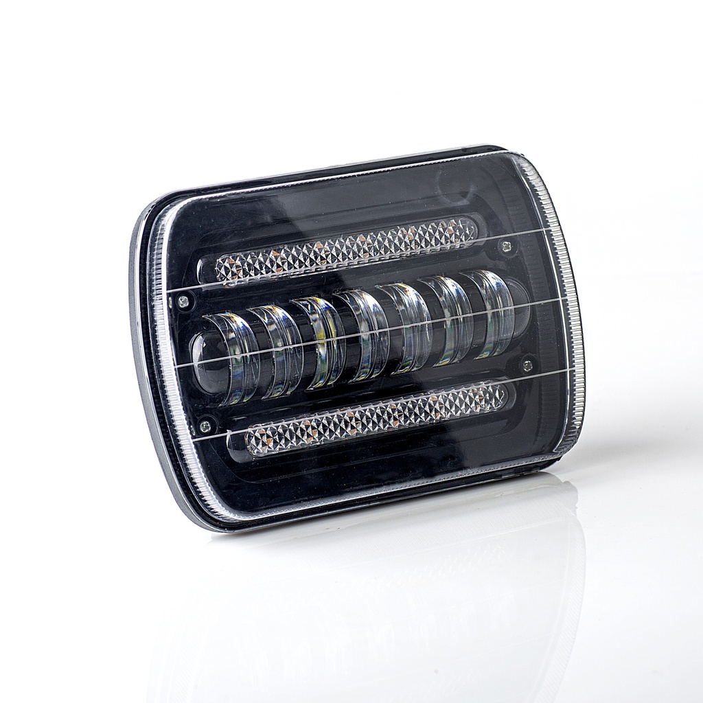 FARO LED 7 RECTANGULAR 70W 10-30V ALT-BAJ C-CRUCE BLANCO-AMBAR 65mm (UNIDAD)