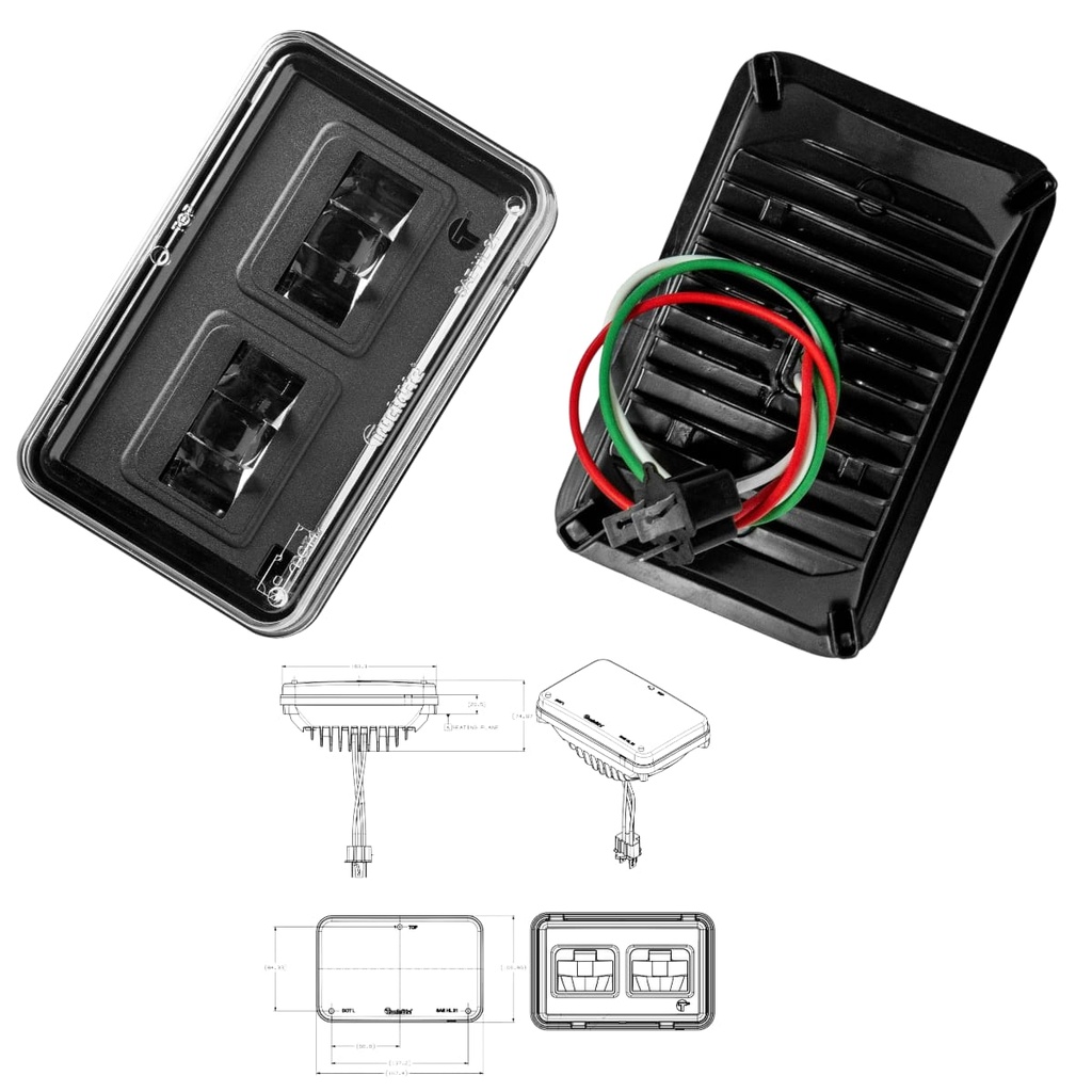 [TL-37640C] LAMPARA SERIE 37, LED, 4 X 6, RECTANGULAR, 2 DIODOS, TRANSPARENTE, LENTE DE POLICARBONATO, CABLEADO, LUZ BAJA, FARO LED DIRECTO