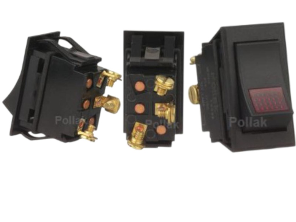 SWITCH TECLA PILOTO ROJO ON-OFF 3C TORNILLO HAVY DUTY