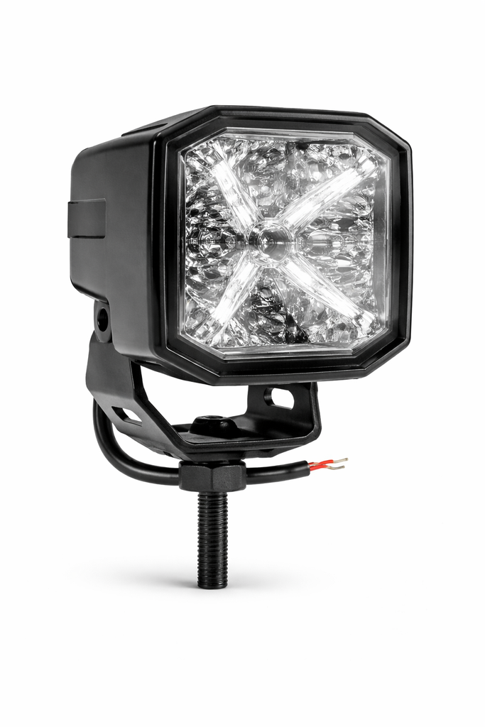 [98358233511] EXPLORADORA AUXILIARES LED SERIE X 4.3" HIBRIDA (CORTO+LARGO ALCANCE) - UNIDAD CONECTOR DEUTSCH INCLUYE CUBIERTAS AMBAR - PO BLANCA/AMBAR - LUZ DE CURVA 12V / 24V 5700K ECE-R10,REACH, ROHS, CE, CP65 / IP67, IP69K X UNIDAD