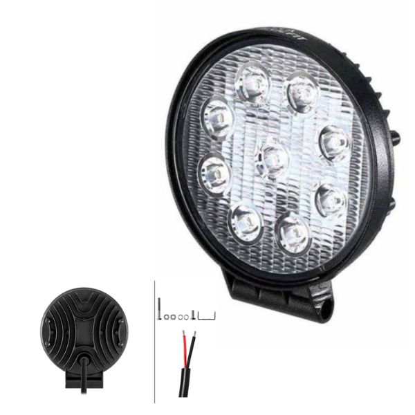 [98357119011] EXPLORADORA DE TRABAJO LED HVF 4" RD REDONDO - CABLE EXTREMOS ABIERTOS CORTO ALCANCE 12V / 24V 27W 1000LM TAMAÑO 112MM X 110MM / 4.4" X 4.33" 5700K IP67 X UND