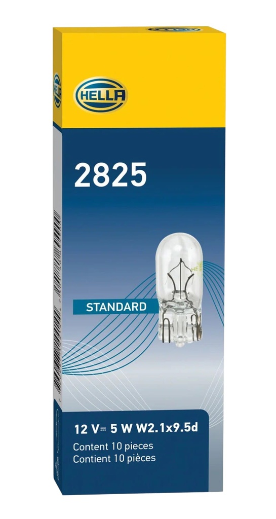 [98358107052] BOMBILLO INCANDESCENTE 2825 W5W W2.1X9.5D 12V T3.25  X UNIDAD EMPAQUE CAJA X 10