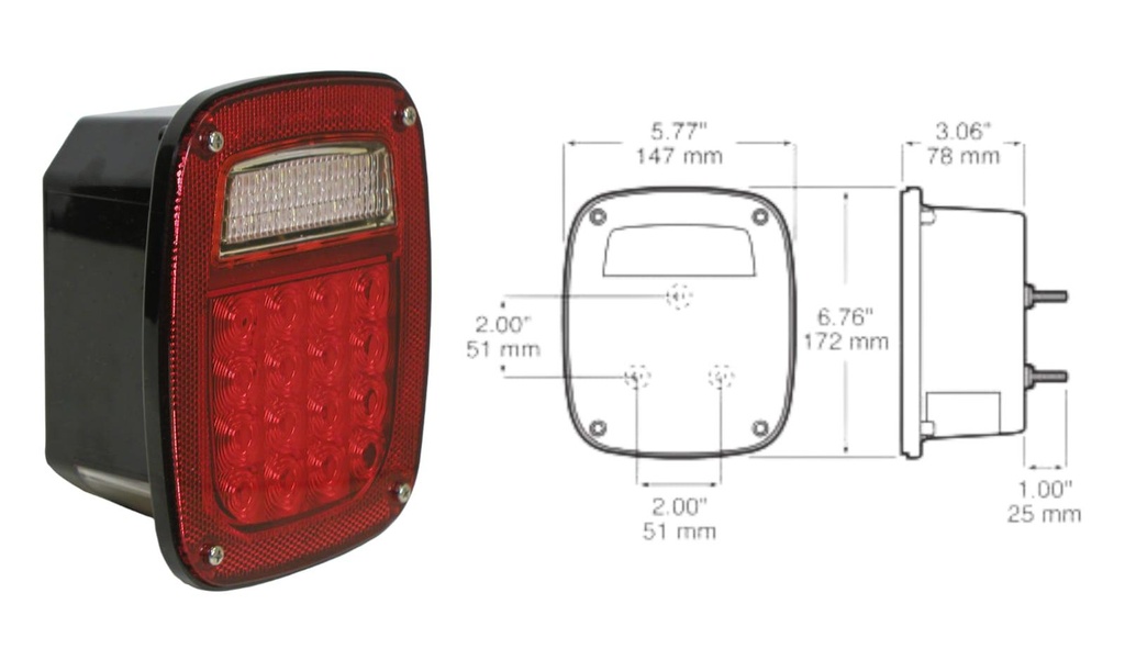 [PT-V845] LUZ LED 845 TRASERA COMBINADA RECTANGULAR BOLSA DE POLIETILENO