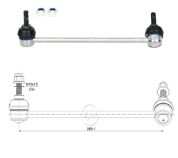 [51ZM-37011163] BIELETA BARRA ESTAB. DEL IZQ RENAULT TWINGO 1993 - 2007 LC:251RP:M10-1 50TC46N.M 
