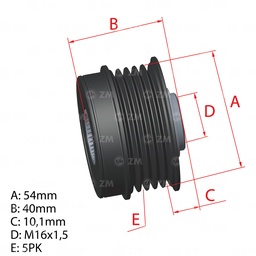 [5696.012.45] POLEA RUEDA LIBRE CHEVROLET ONIX TRACKER 1.0-1.2 TURBO