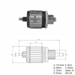 [438368001] INDUCIDO ARRANQUE HITACHI- MONTACARGAS 12V