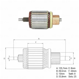 [438379004] INDUCIDO ARRANQUE SANTA FE  12V 126MM 9 ESTRIAS