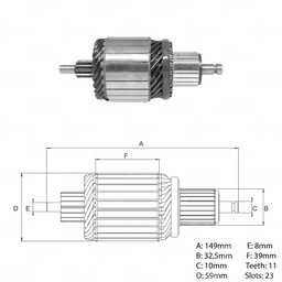 [438397803] INDUCIDO MERCEDES  12V 149MM 11 ESTRIAS-TOYOTA VIGO ( IM-2132)