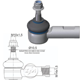 [51ZM-27011407] TERMINAL EXTERNA DIRECCION CHEVROLET CORSA MACHORP:M10-1.50 RC:M14-1.50 C:1:6 L:78C0.046IC:Ø10 5RC:M14-1 50RP:M10-1 50 