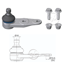 [51ZM-47012050] ROTULA INF RENAULT 9 1995 CLIO SYMBOL KANGOO MEGAN SCENIC IC:Ø16.0 A:Ø10.5 CAR:Ø16 0IC-PERNOØ16 0AGUJERO:Ø10 