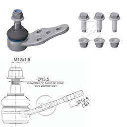 [51ZM-47013403] ROTULA INF DAEWOO CIELO 99 -SPERO LANOS DEL RP:M12-1.50 IC:Ø13.5C:1:16A:Ø10.5C:Ø13.5ICP:Ø13 5A:Ø10 5C0.046